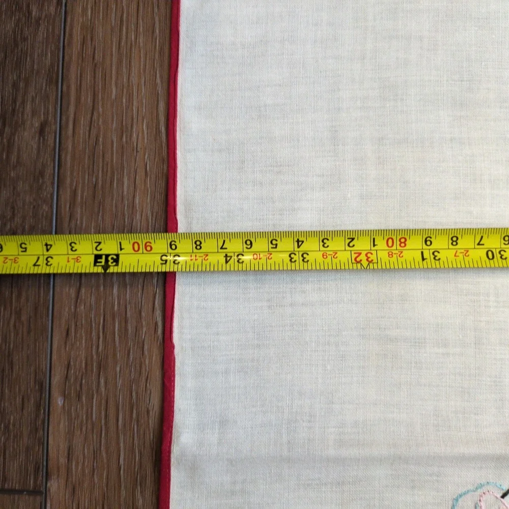 Vtg Embroidered Card Table Cover‎ Cloth w/ Ties - Poker Bridge Game Night Suits
